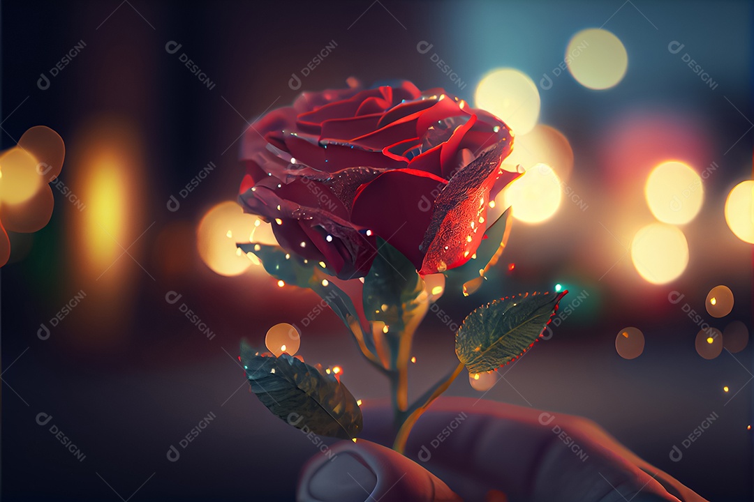 Amor rosa representativo, dia dos namorados 14 de fevereiro renderizar realista