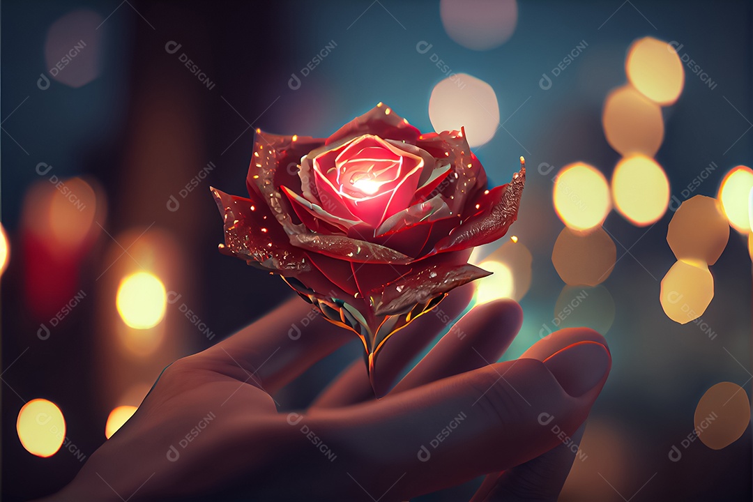 Amor rosa representativo, dia dos namorados 14 de fevereiro renderizar realista