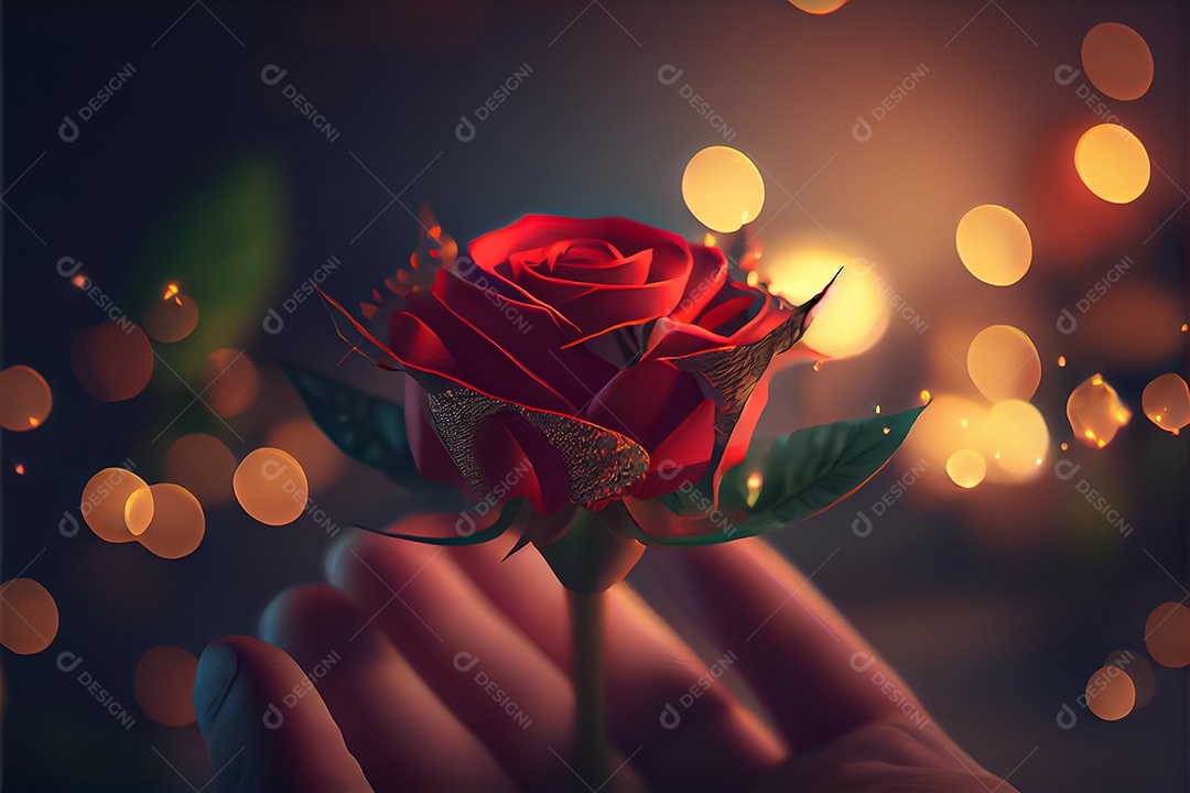 Amor rosa representativo, dia dos namorados 14 de fevereiro renderizar realista