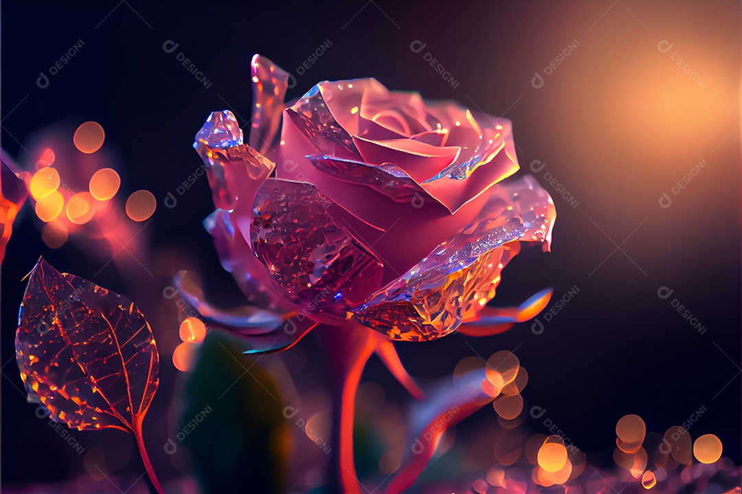 Amor rosa representativo, dia dos namorados 14 de fevereiro renderizar realista