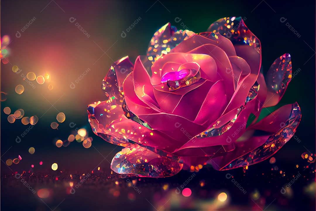 Amor rosa representativo, dia dos namorados 14 de fevereiro renderizar realista