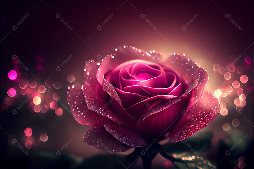 Amor rosa representativo, dia dos namorados 14 de fevereiro renderizar realista