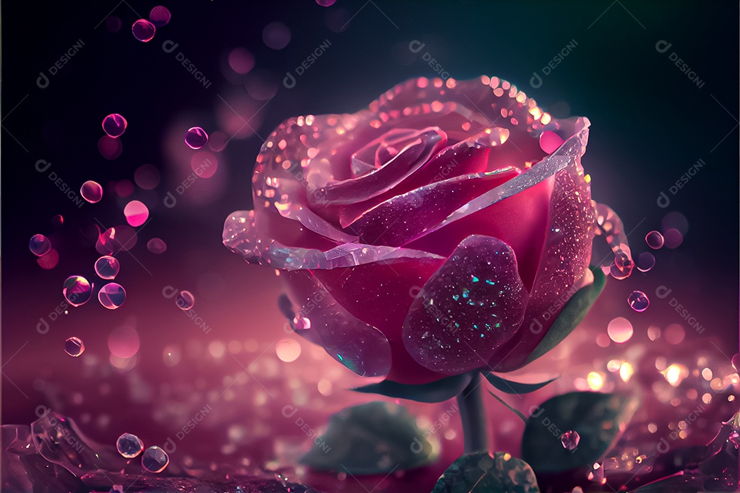 Amor rosa representativo, dia dos namorados 14 de fevereiro renderizar realista