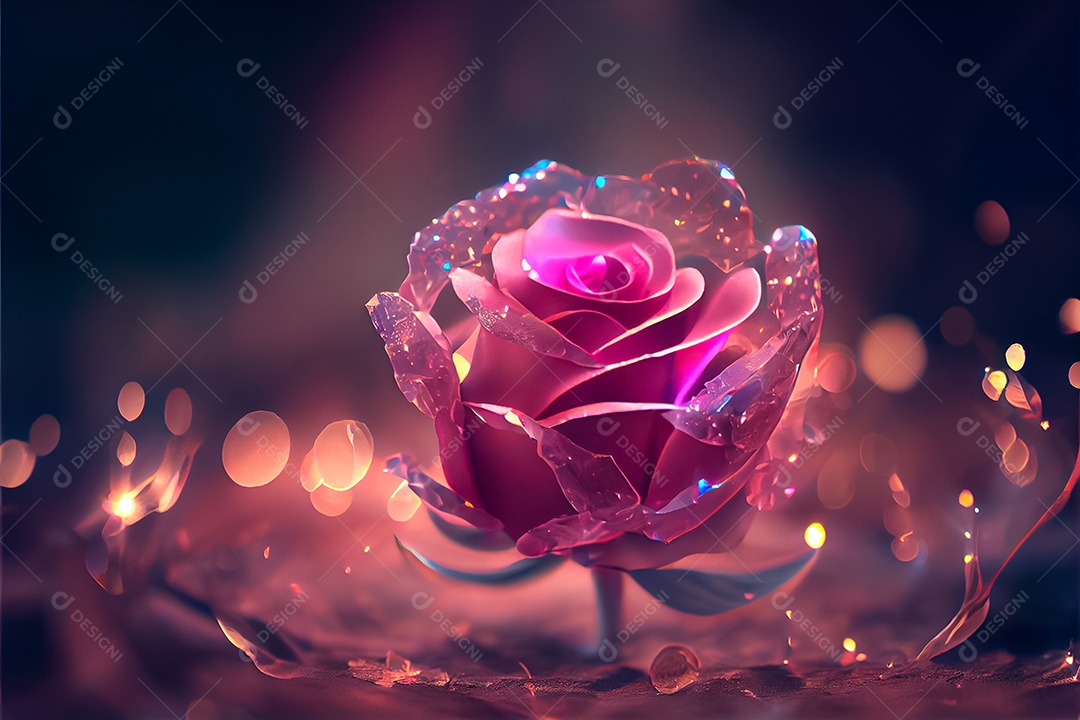 Amor rosa representativo, dia dos namorados 14 de fevereiro renderizar realista