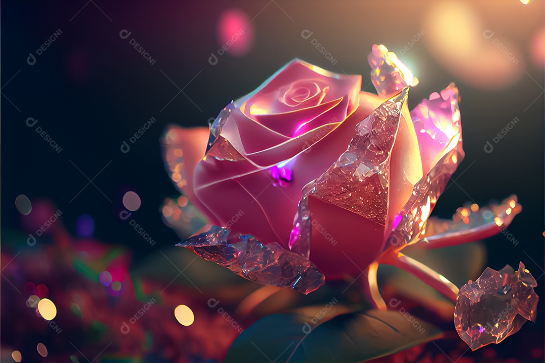 Amor rosa representativo, dia dos namorados 14 de fevereiro renderizar realista