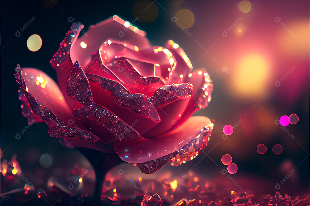 Amor rosa representativo, dia dos namorados 14 de fevereiro renderizar realista