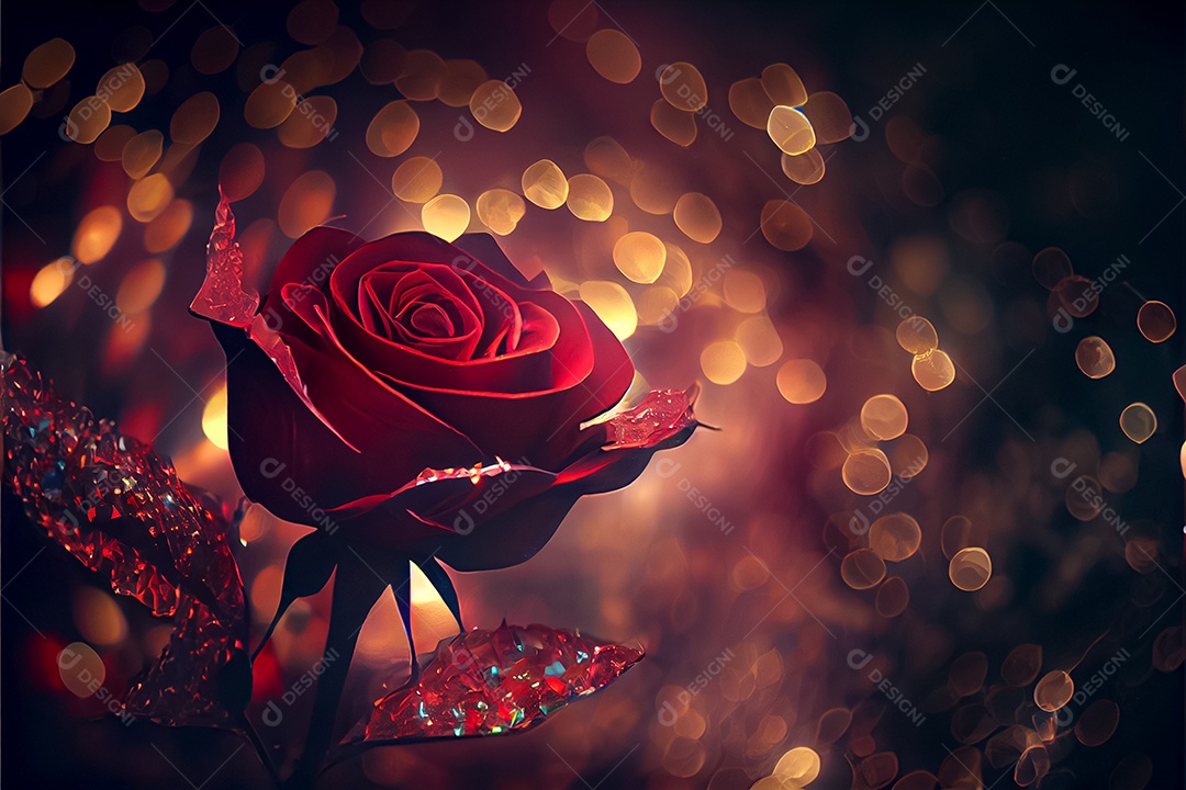 Amor rosa representativo, dia dos namorados 14 de fevereiro renderizar realista