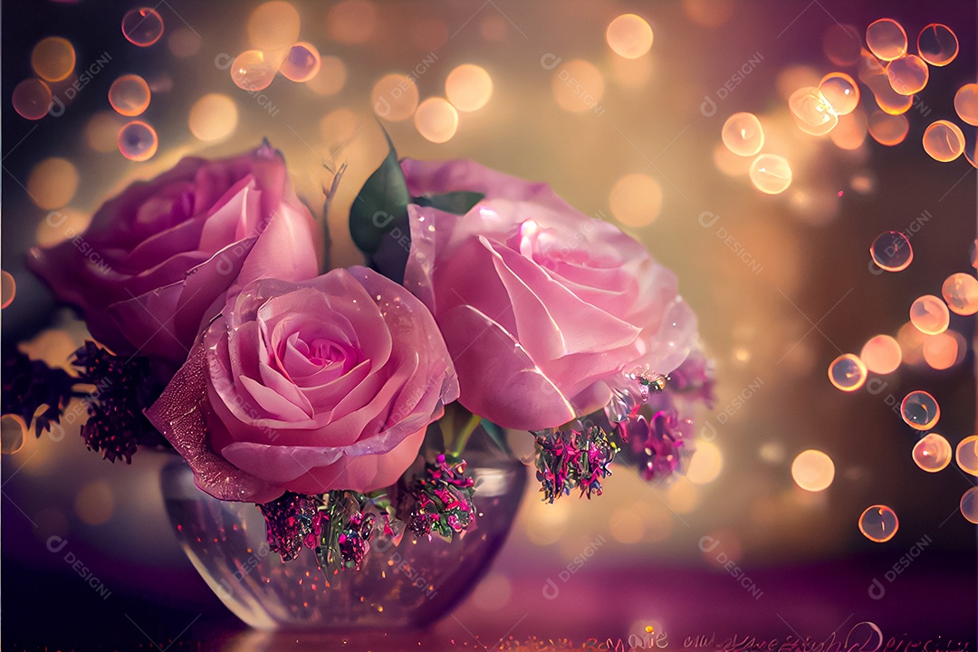 Amor rosa representativo, dia dos namorados 14 de fevereiro renderizar realista