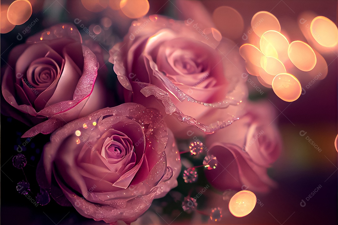 Amor rosa representativo, dia dos namorados 14 de fevereiro renderizar realista