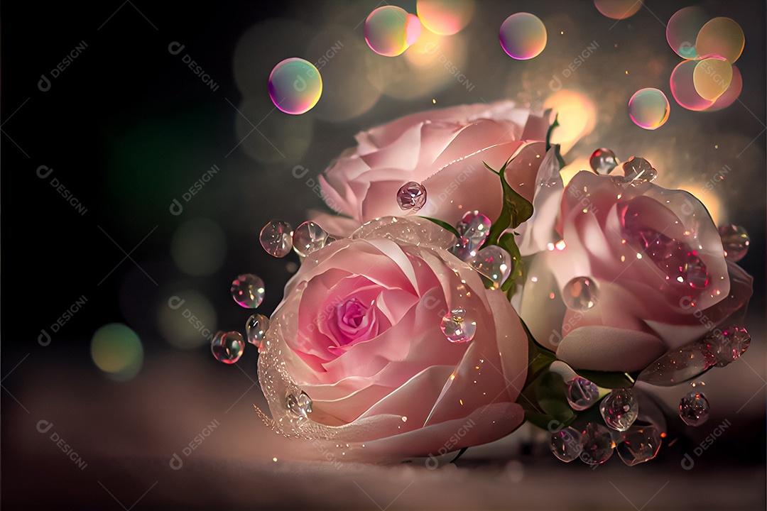 Amor rosa representativo, dia dos namorados 14 de fevereiro renderizar realista