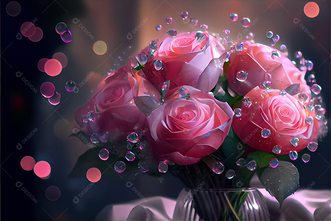 Amor rosa representativo, dia dos namorados 14 de fevereiro renderizar realista