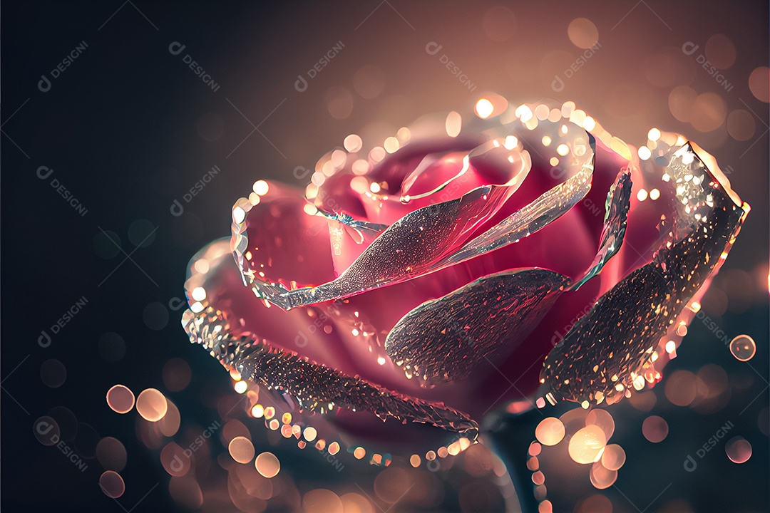 Amor rosa representativo, dia dos namorados 14 de fevereiro renderizar realista