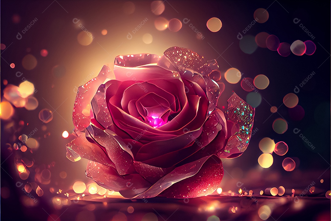 Amor rosa representativo, dia dos namorados 14 de fevereiro renderizar realista