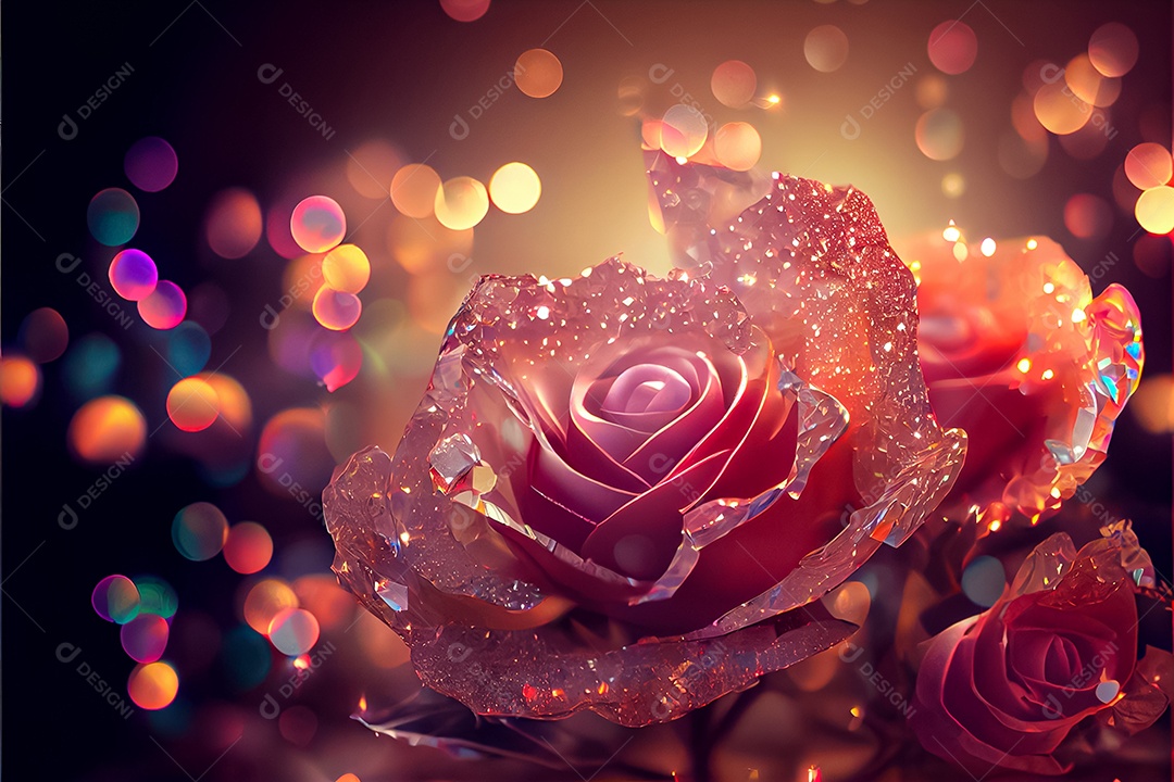 Amor rosa representativo, dia dos namorados 14 de fevereiro renderizar realista