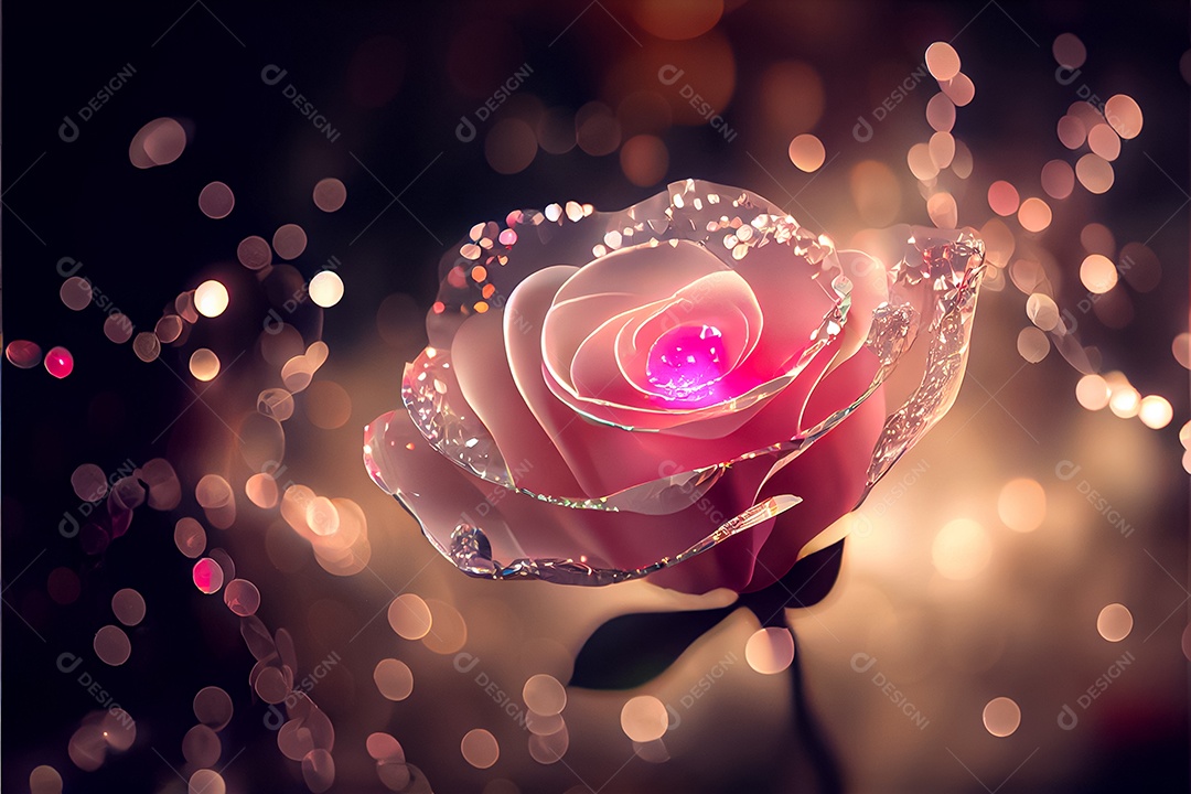 Amor rosa representativo, dia dos namorados 14 de fevereiro renderizar realista