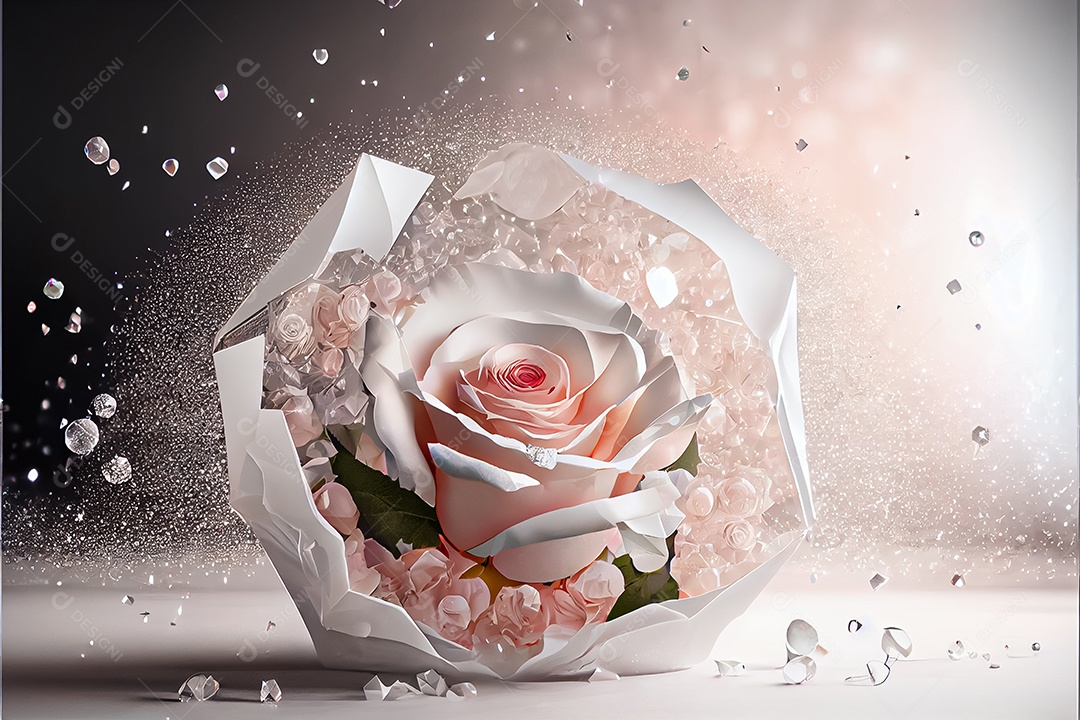 Amor rosa representativo, dia dos namorados 14 de fevereiro renderizar realista