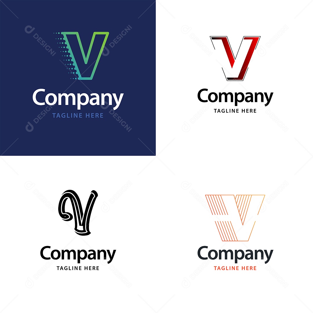 Logo V Personalizada Logotipos Modernos EPS