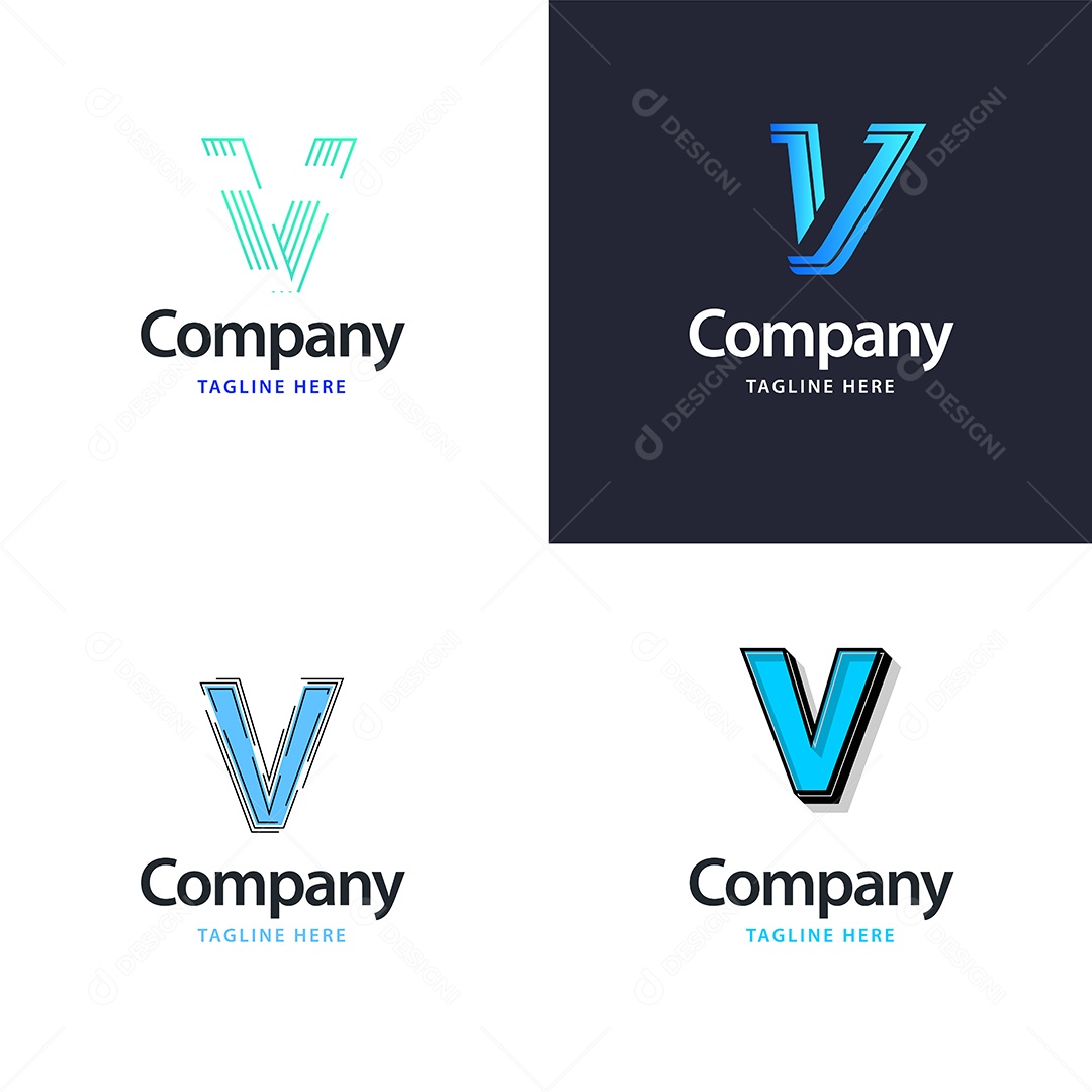 Logo V Personalizada Logotipos Modernos EPS