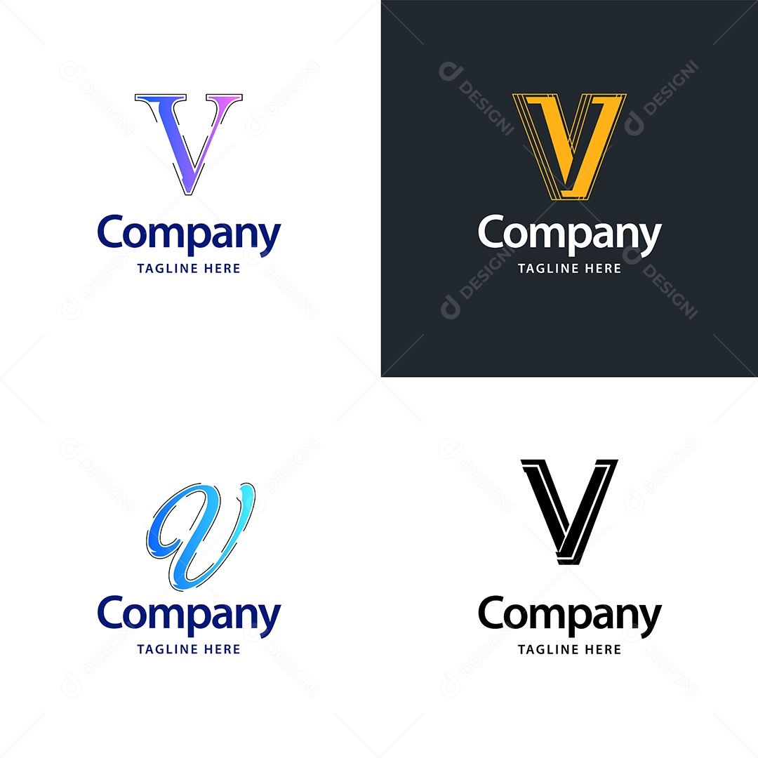 Logo V Personalizada Logotipos Modernos EPS