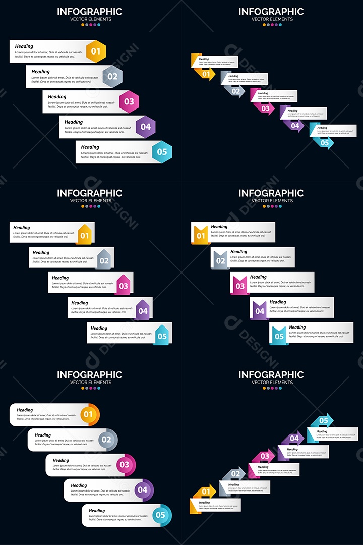 Pacote de Infográficos Vetoriais Vetor EPS