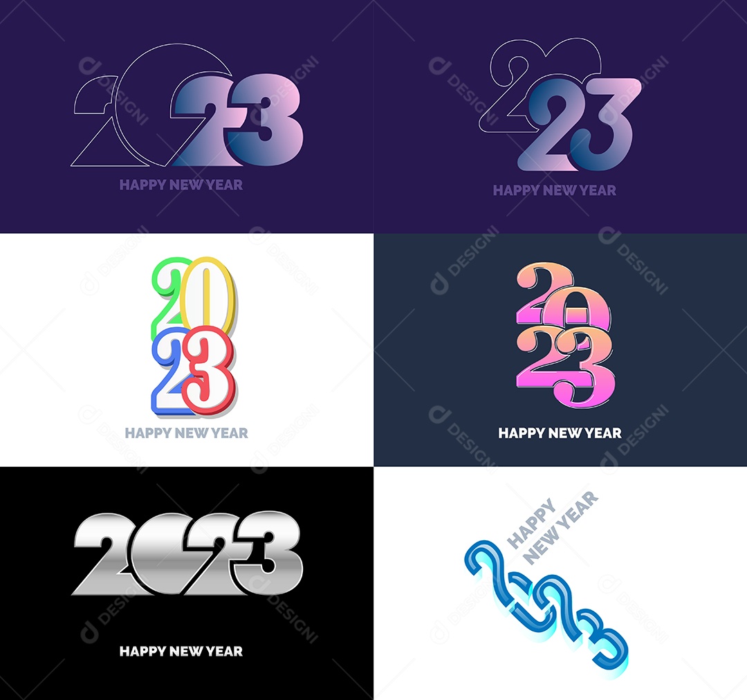 Pacote De Logotipos De Feliz Ano Novo 2023 Vetor EPS