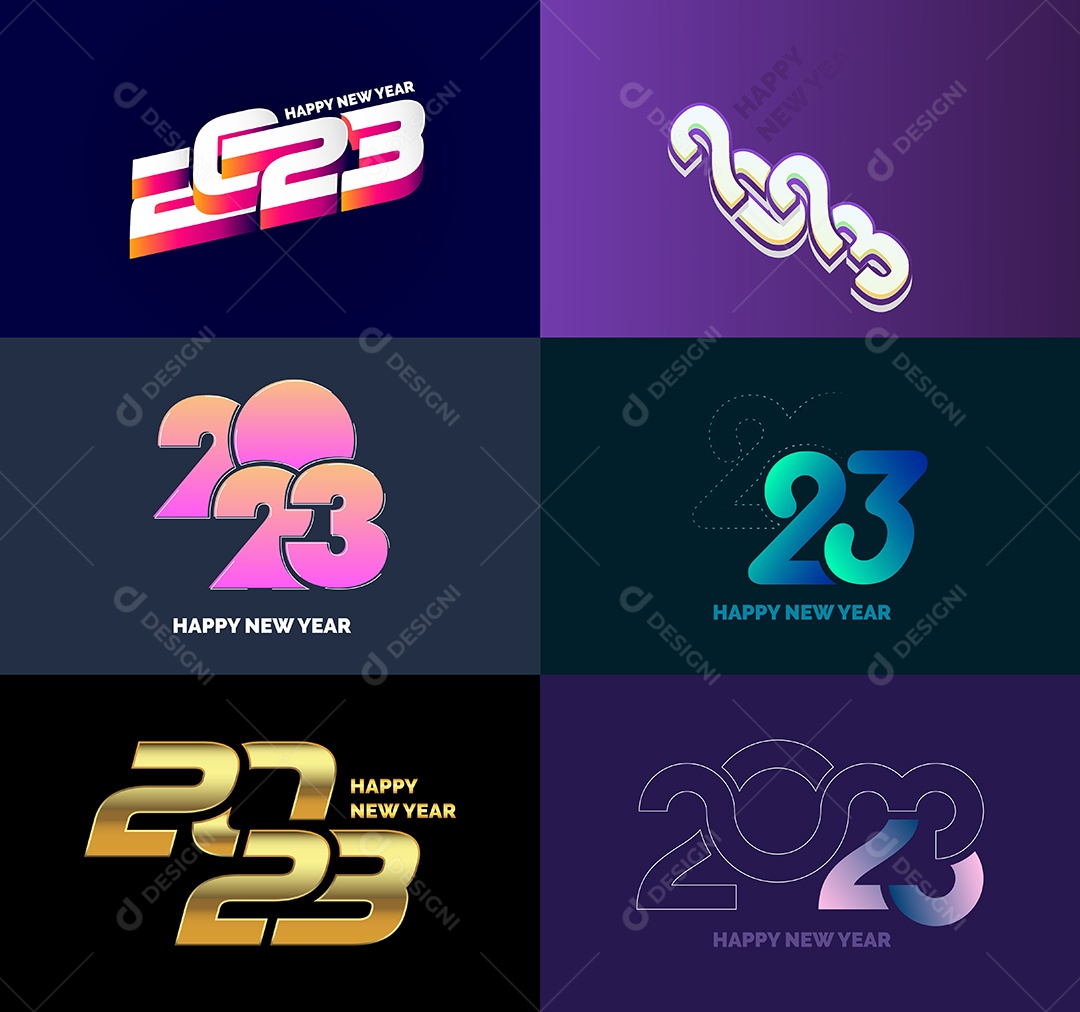 Pacote De Logotipos De Feliz Ano Novo 2023 Vetor EPS