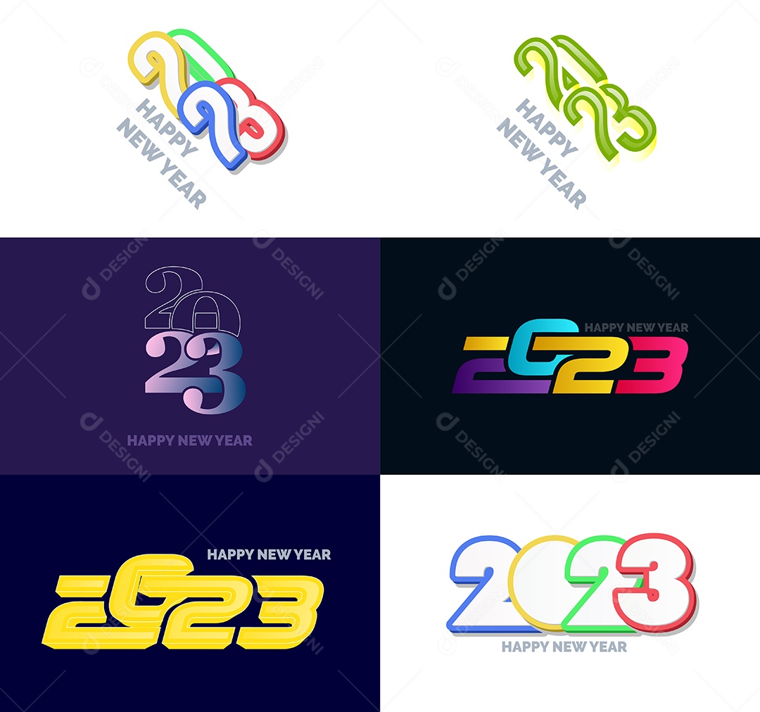 Pacote De Logotipos De Feliz Ano Novo 2023 Vetor EPS