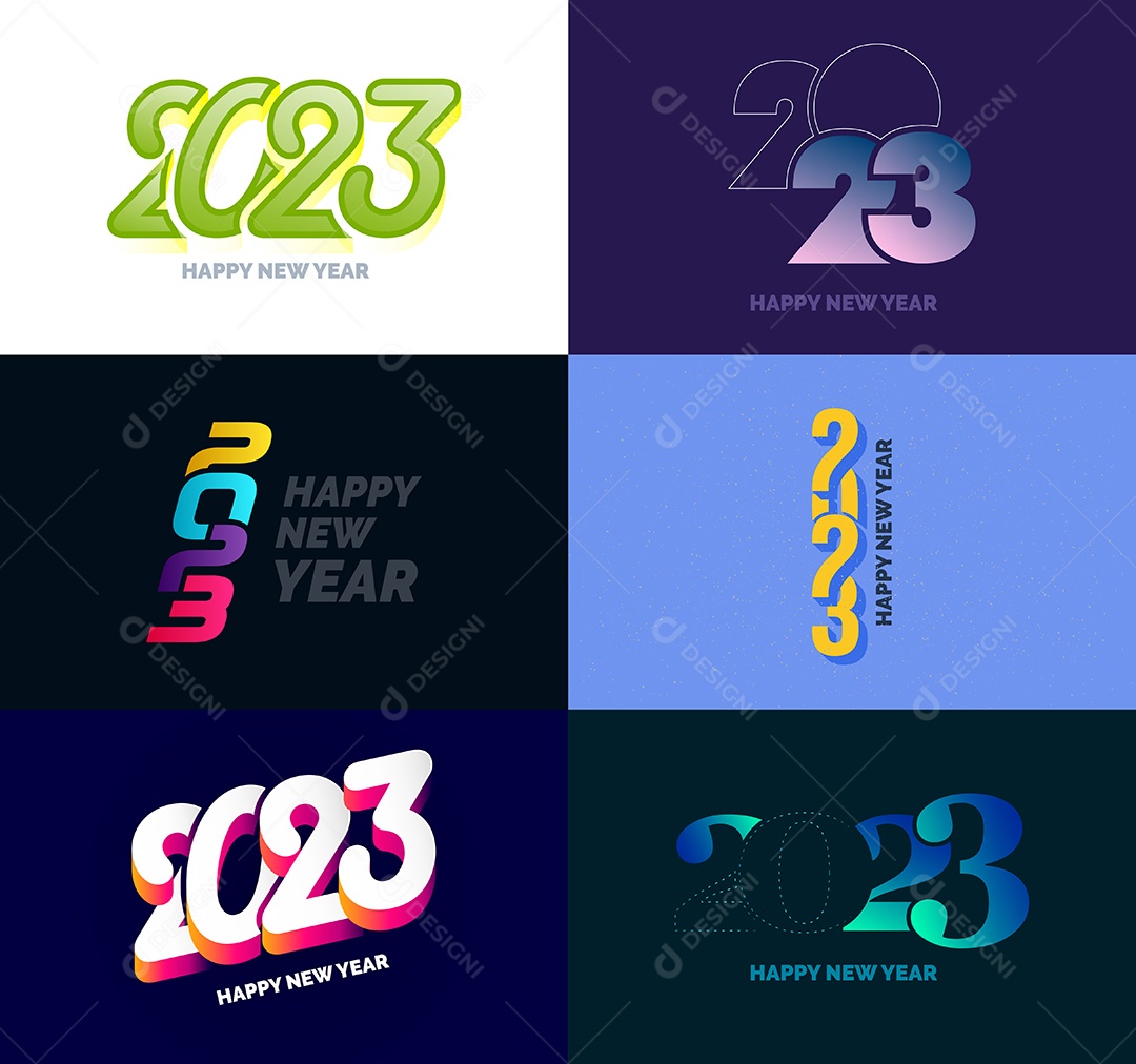 Pacote De Logotipos De Feliz Ano Novo 2023 Vetor EPS