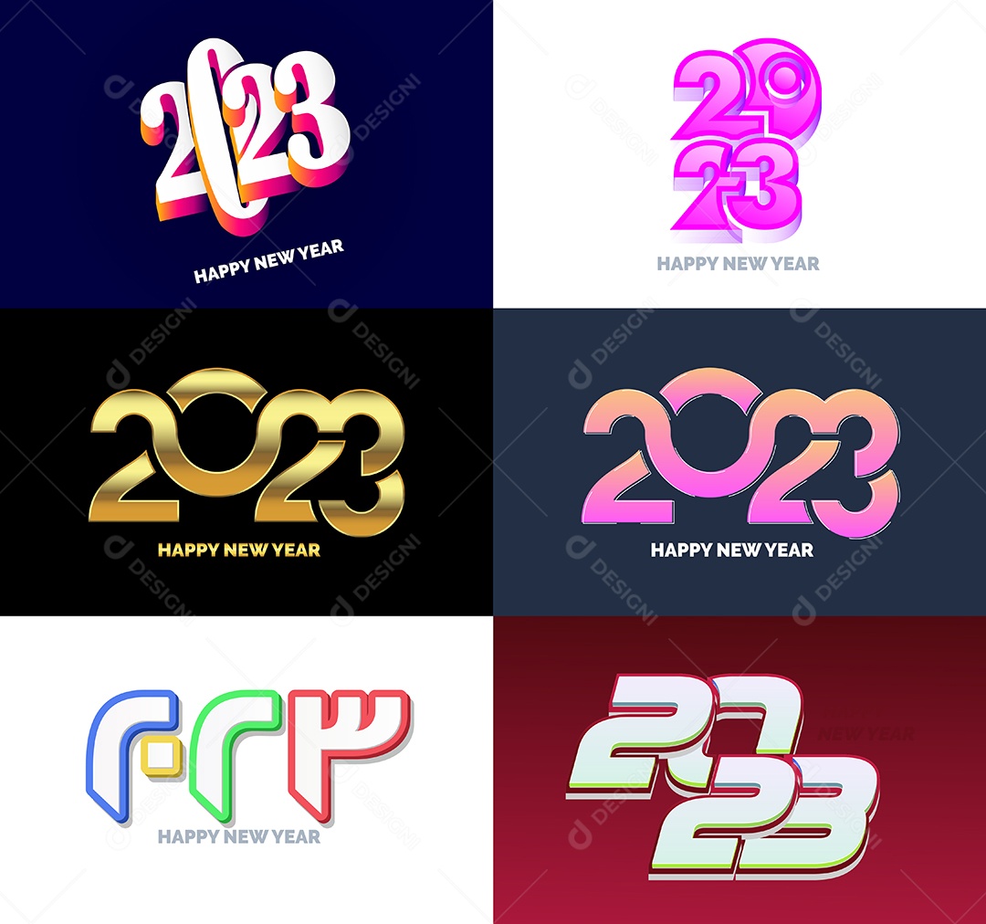 Pacote De Logotipos De Feliz Ano Novo 2023 Vetor EPS