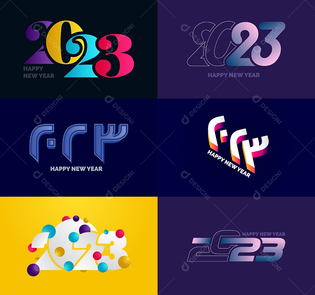 Pacote De Logotipos De Feliz Ano Novo 2023 Vetor EPS