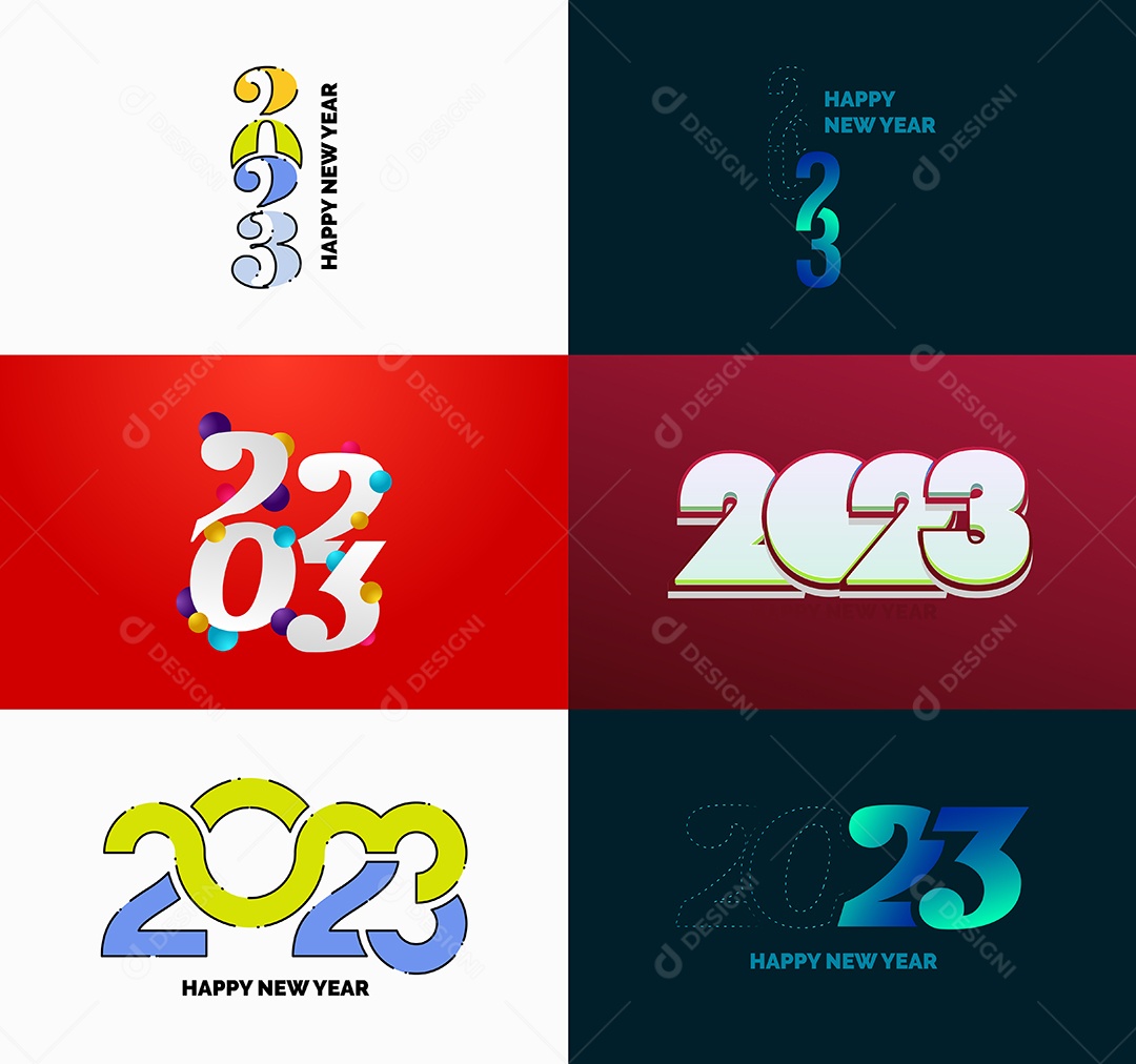 Pacote De Logotipos De Feliz Ano Novo 2023 Vetor EPS