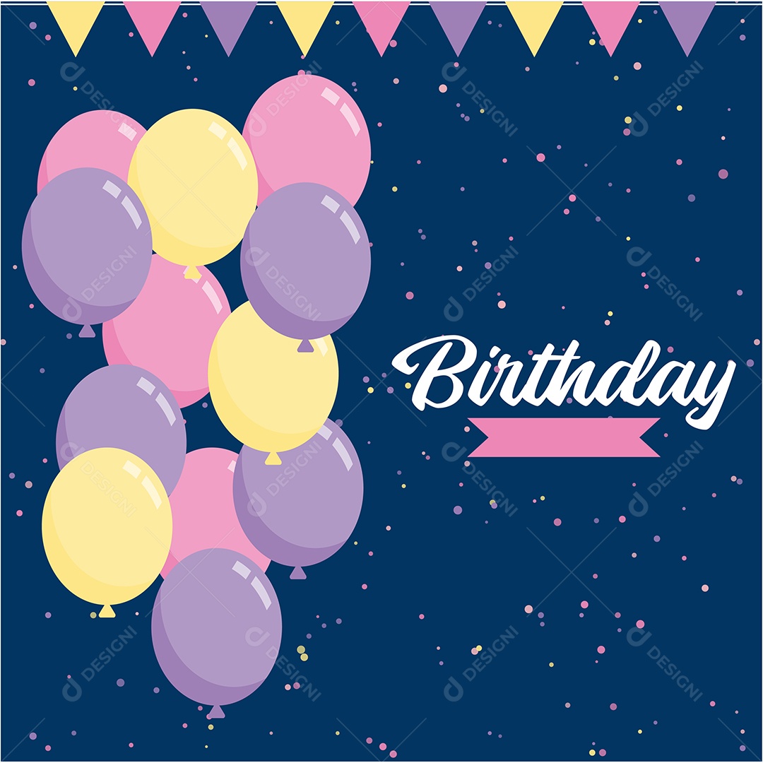 Texto De Feliz Aniversário Vetores EPS