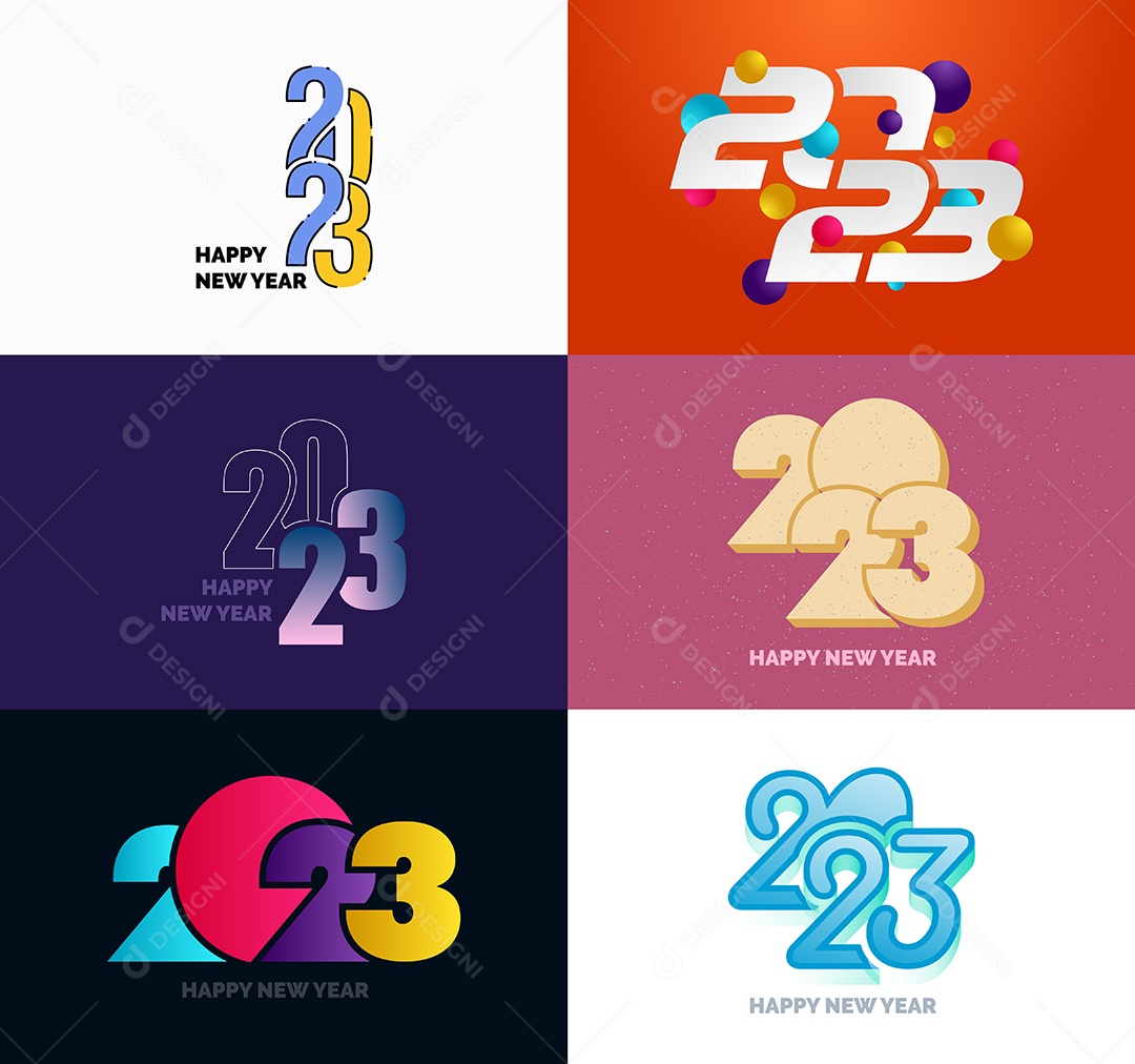 Pacote De Logotipos De Feliz Ano Novo 2023 Vetor EPS