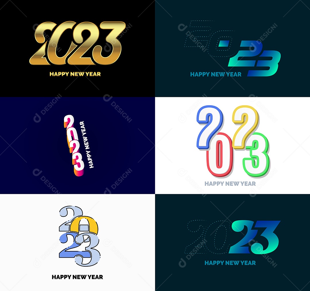 Pacote De Logotipos De Feliz Ano Novo 2023 Vetor EPS