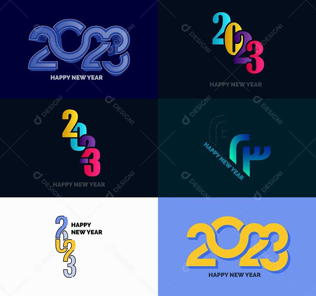 Pacote De Logotipos De Feliz Ano Novo 2023 Vetor EPS