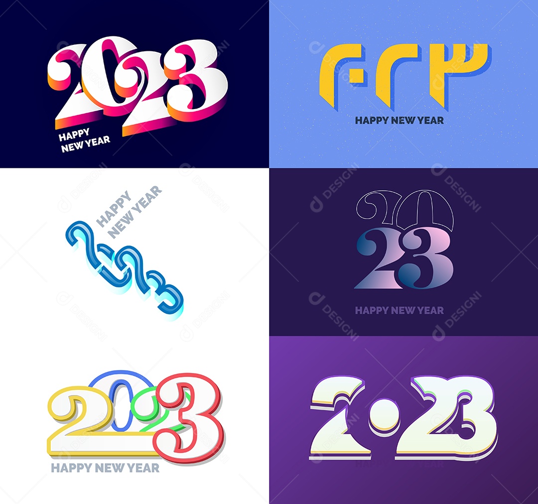 Pacote De Logotipos De Feliz Ano Novo 2023 Vetor EPS