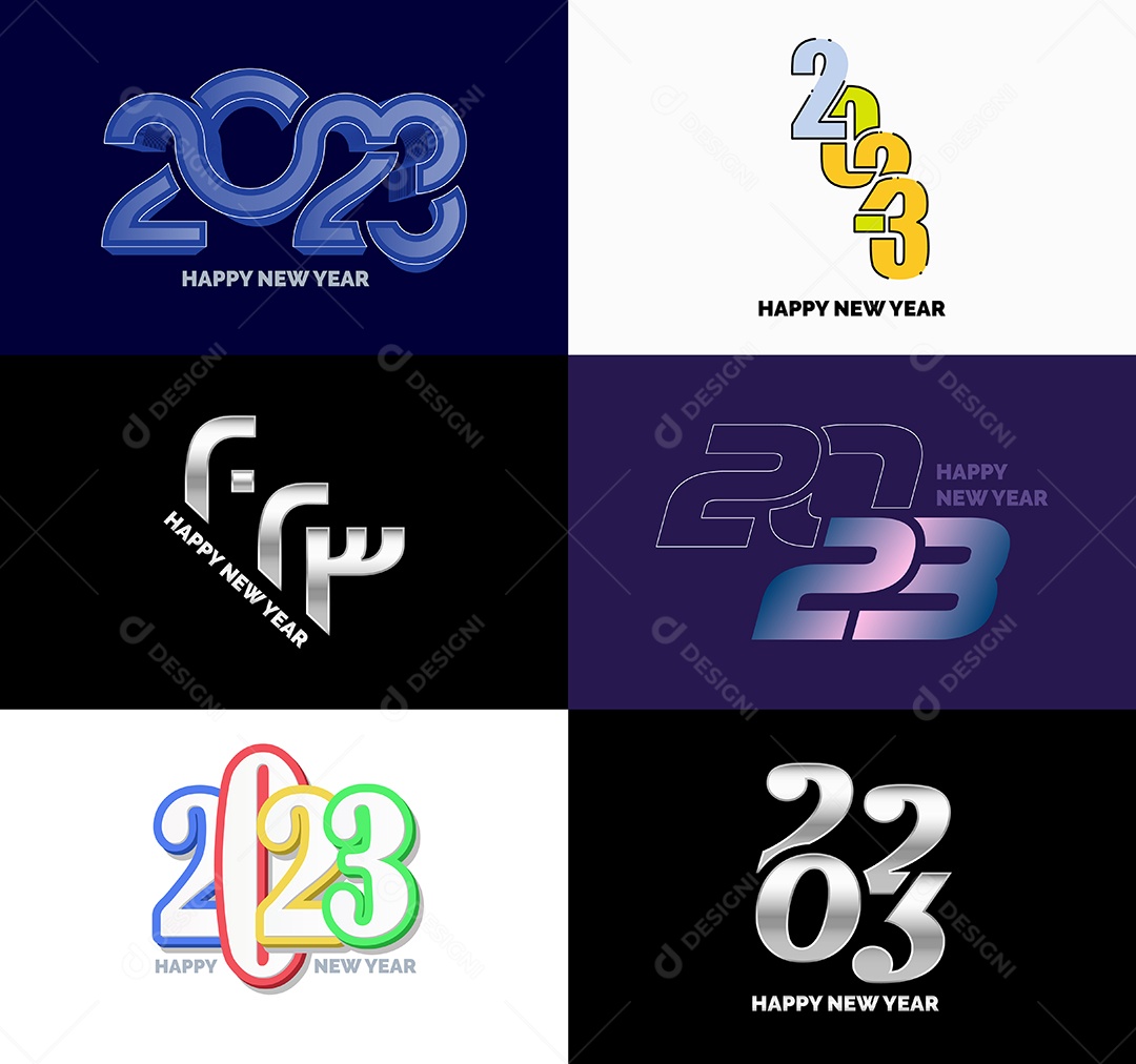Pacote De Logotipos De Feliz Ano Novo 2023 Vetor EPS