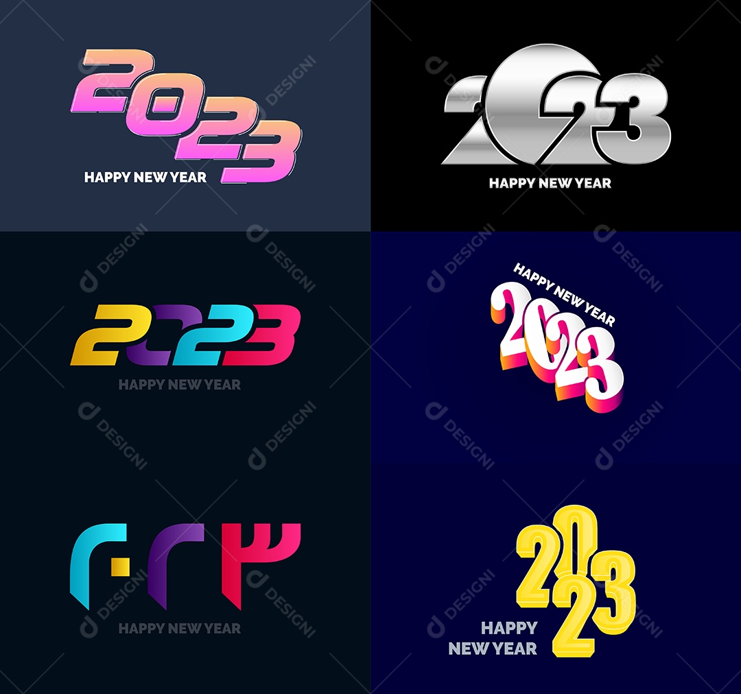 Pacote De Logotipos De Feliz Ano Novo 2023 Vetor EPS
