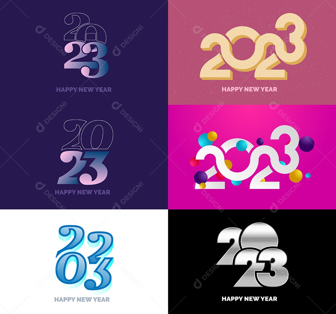 Pacote De Logotipos De Feliz Ano Novo 2023 Vetor EPS
