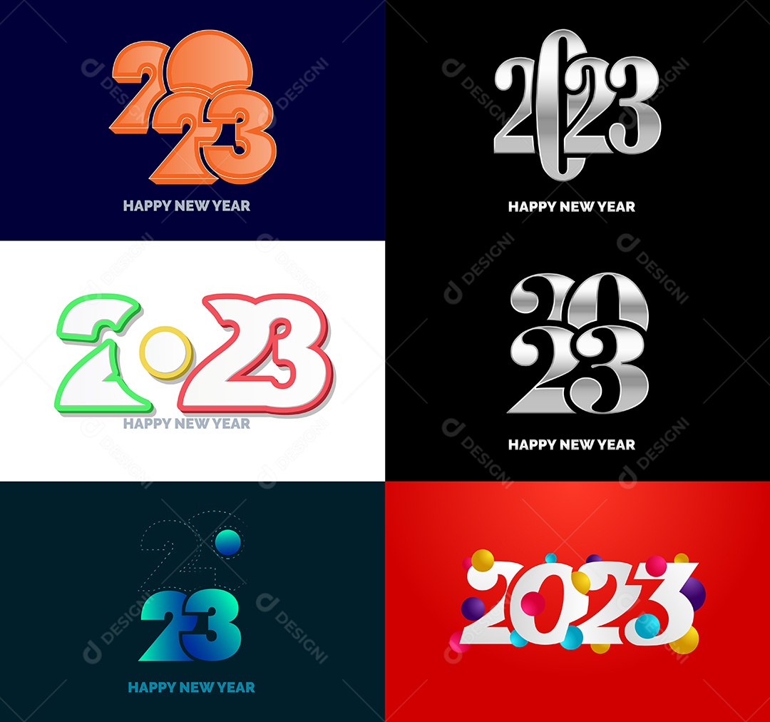 Pacote De Logotipos De Feliz Ano Novo 2023 Vetor EPS
