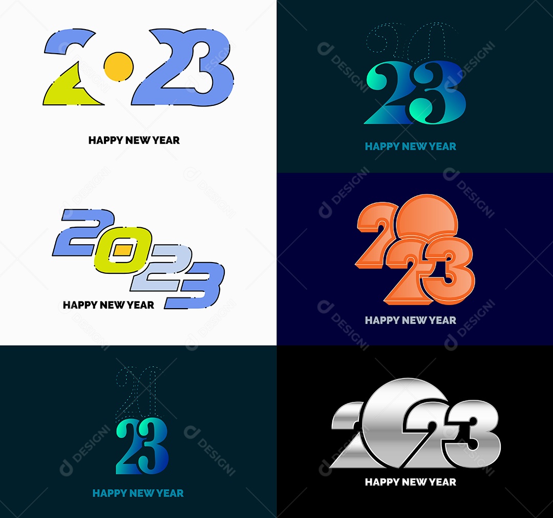 Pacote De Logotipos De Feliz Ano Novo 2023 Vetor EPS