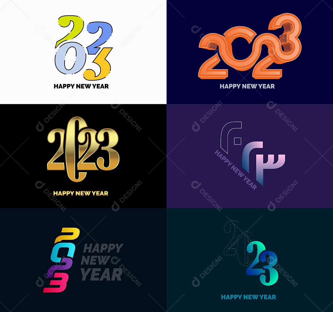Pacote De Logotipos De Feliz Ano Novo 2023 Vetor EPS