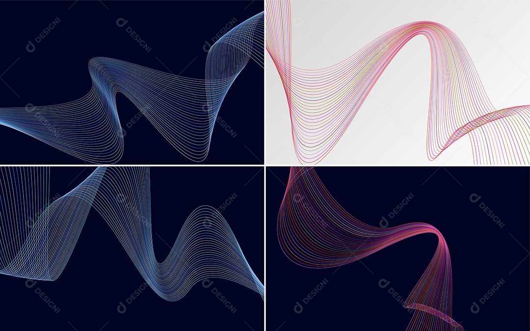 Ondas Sonoras Coloridas Dinâmicas De Linhas Mínimas Vetor EPS
