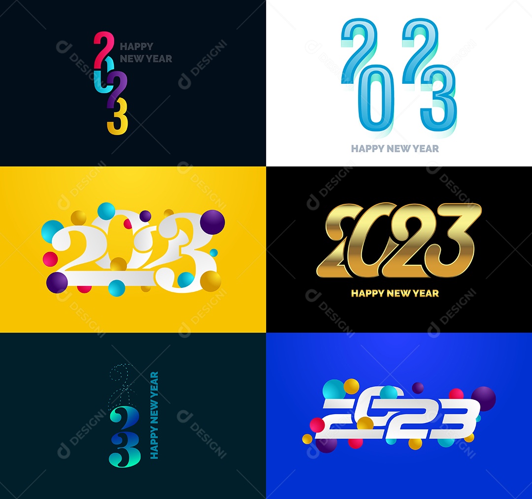 Pacote De Logotipos De Feliz Ano Novo 2023 Vetor EPS