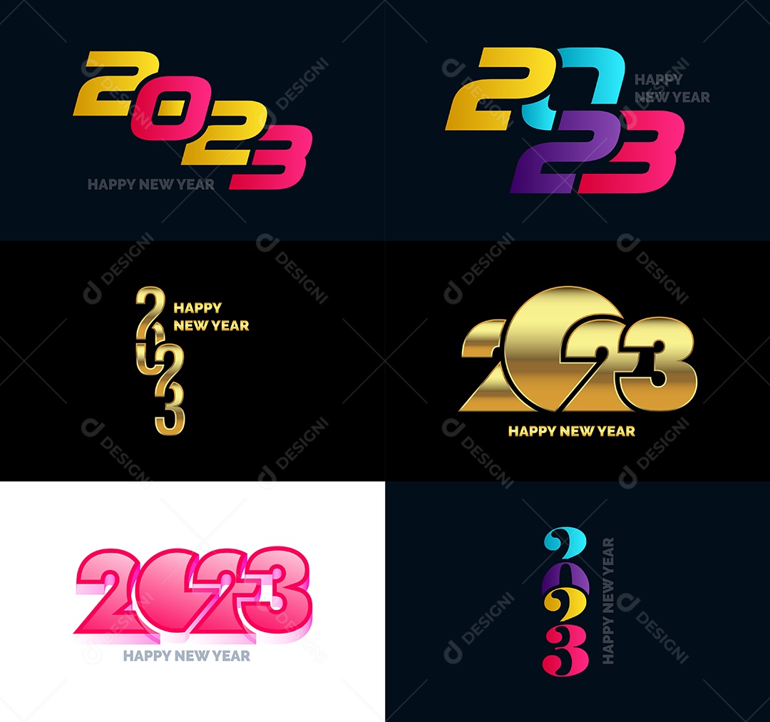 Pacote De Logotipos De Feliz Ano Novo 2023 Vetor EPS