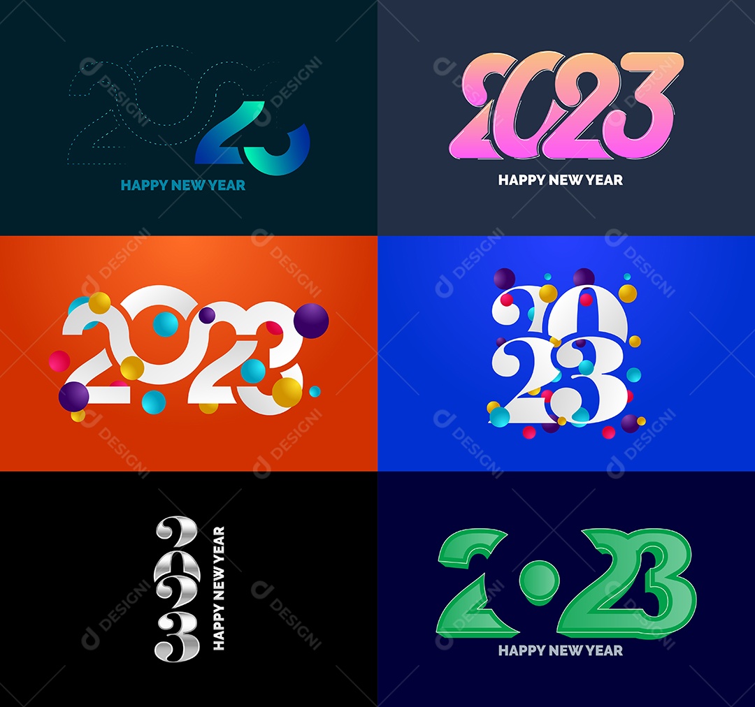 Pacote De Logotipos De Feliz Ano Novo 2023 Vetor EPS