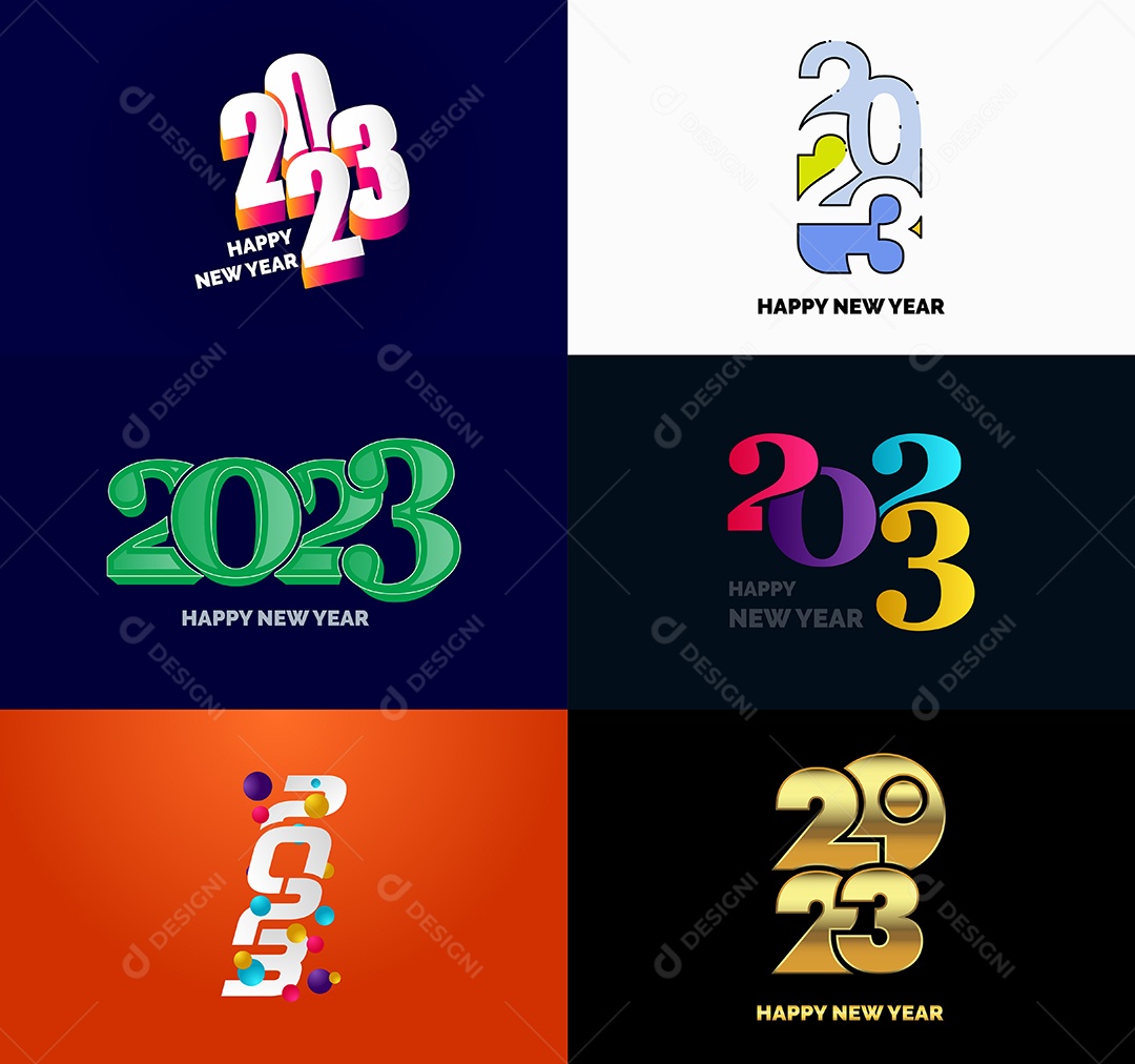 Pacote De Logotipos De Feliz Ano Novo 2023 Vetor EPS