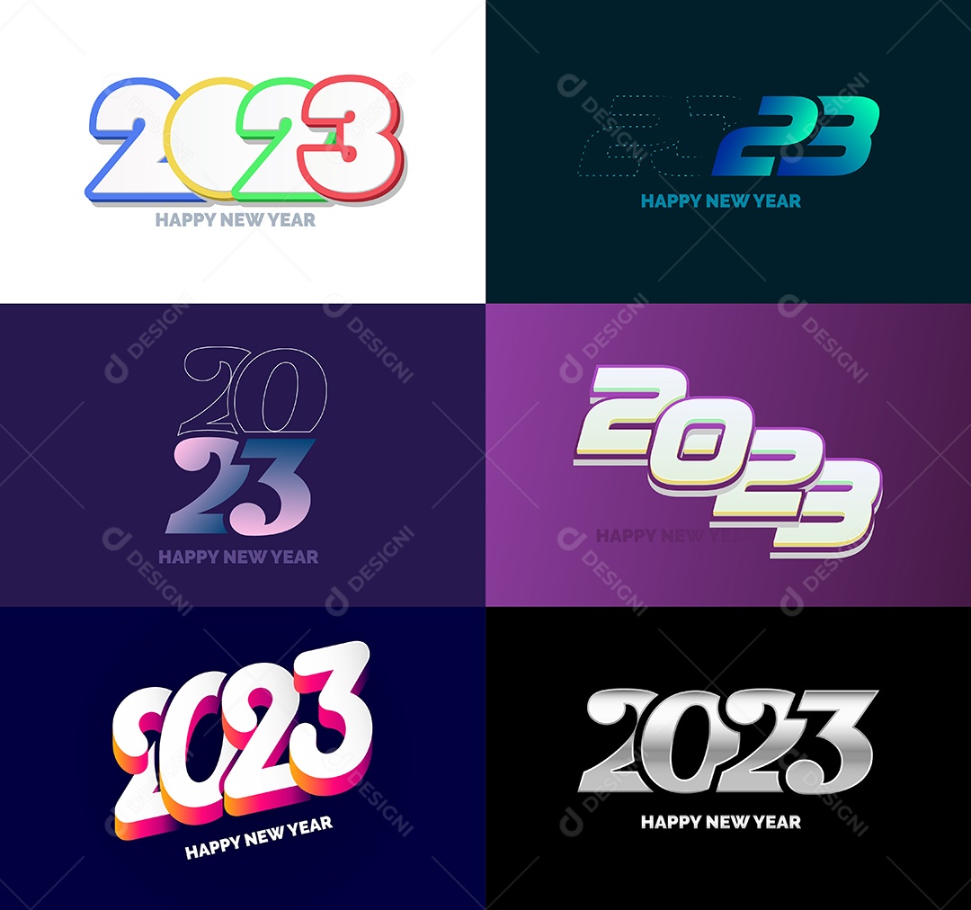 Pacote De Logotipos De Feliz Ano Novo 2023 Vetor EPS