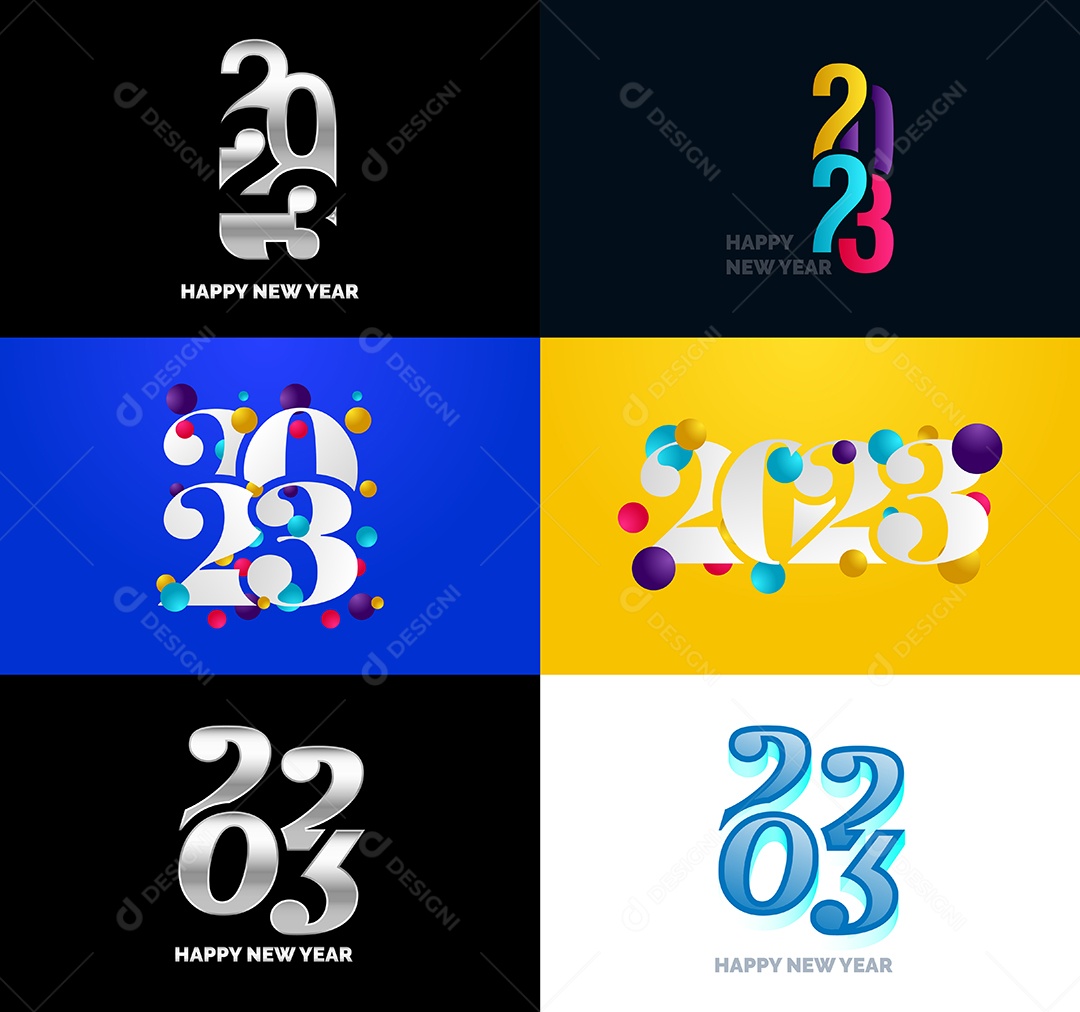 Pacote De Logotipos De Feliz Ano Novo 2023 Vetor EPS