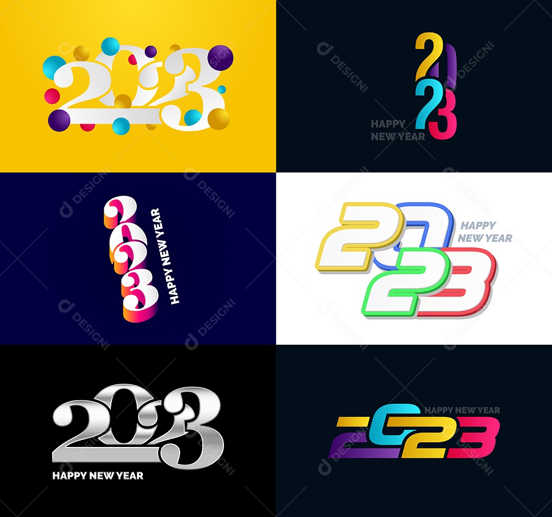 Pacote De Logotipos De Feliz Ano Novo 2023 Vetor EPS